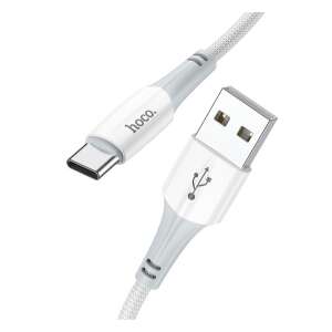 Fehér HOCO X70 USB-C - USB kábel, 3A gyors töltés, 100cm hosszú, törésálló, cipőfűző mintával - USB kábel