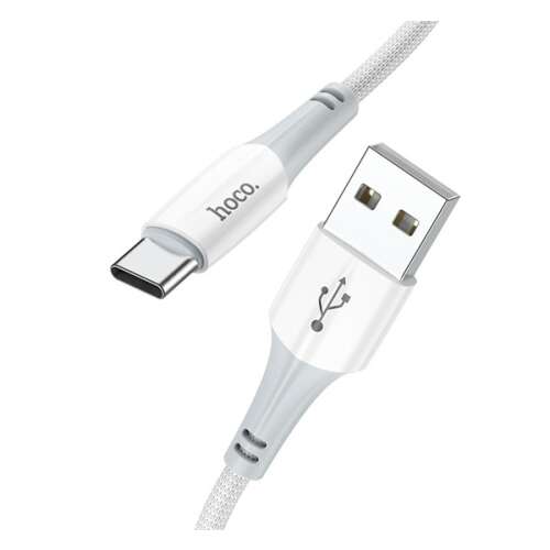 Fehér HOCO X70 USB-C - USB kábel, 3A gyors töltés, 100cm hosszú, törésálló, cipőfűző mintával