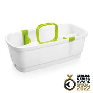 ProfiMATE Cleaning Caddy, white with green handle, organizer for cleaning supplies - Kitchen storage rack