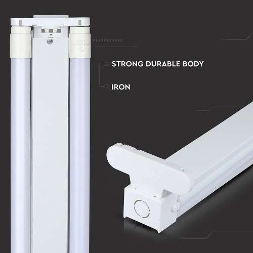 V-TAC Armatură pentru tuburi fluorescente LED, 120cm, 2 tuburi, corp robust, durabil, fier