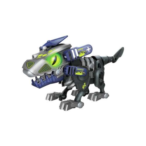 Silverlit Biopod InMotion Battle Dino, Roboter-Dinosaurierspielzeug, baue deinen eigenen Dinosaurier, Lichter und Geräusche, geht und bewegt sich, grüne Augen, blaue und silberne Farbe