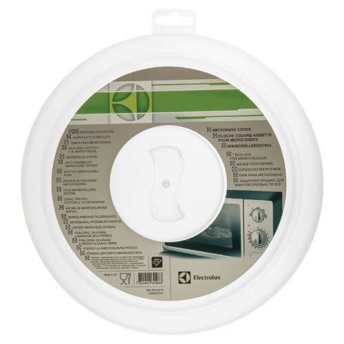 Electrolux mikrohullámú sütő fedő, fehér, 26,5 cm átmérőjű, mikrohullámú sütőbe való, fröccsenésgátló, mikrohullámú sütőhöz