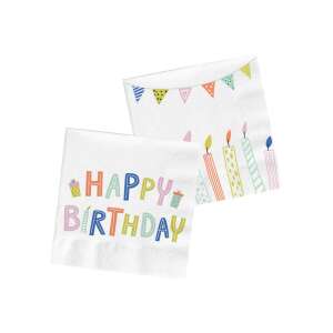 Eco Party Happy Birthday Servietten, 20er Pack, buntes Design mit Kerzen und Flaggen - Papierprodukte für den Haushalt