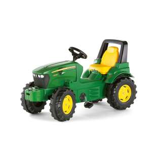 Tractor cu pedale Rolly Toys FarmTrac John Deere 7930 pentru copii, tractor de jucărie verde și galben cu roți - Mașină de lucru pentru copii
