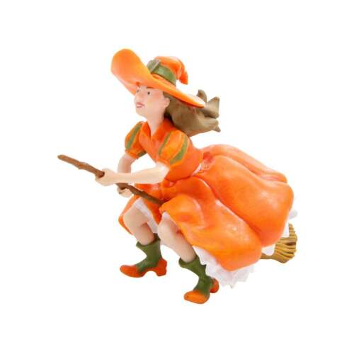 Papo Witch figurine, a detailed and realistic hand-painted figure of a witch riding a broomstick