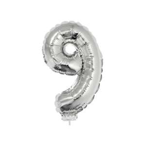 Silver Number 9 Balloon - 42 cm