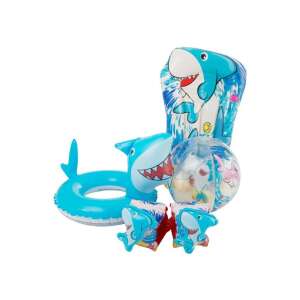 Little Shark Super Swim Set, aufblasbare Poolspielzeug für Kinder, Hai-Design, beinhaltet Schwimmring, Armreifen, Schwimmtafel, Strandball - Nonbrand Strandmatten