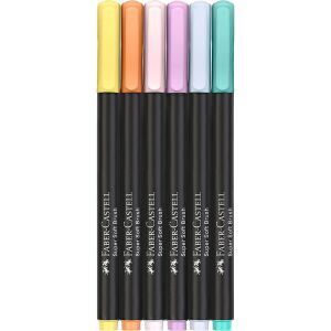 Faber-Castell Black Edition Pastell Pinselstift Set, 6 Farben - Zeichengeräte