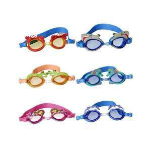 Sortiment von 6 Kinder-Schwimmbrillen mit verschiedenen Tierdesigns, darunter Krabbe, Hai, Krokodil, Seepferdchen und Delfin - Tauchen
