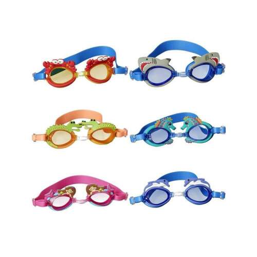 Set de 6 ochelari de înot pentru copii cu diverse modele de animale, inclusiv crab, rechin, crocodil, cal de mare și delfin