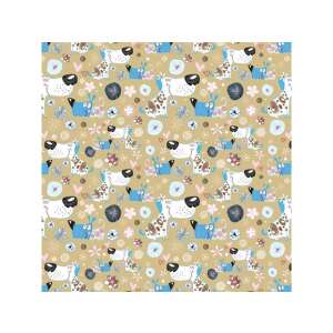 Hârtie de ambalaj cu tematică de câini pe fundal maro pastelat, 100x70cm - Ambalaje cadouri