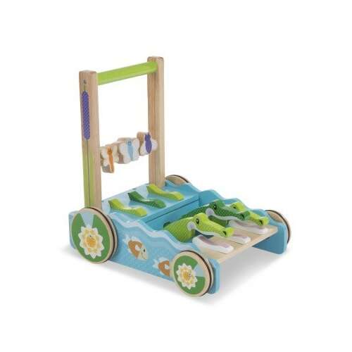 Melissa & Doug First Play Хапащ Алигатор Push Toy, дървена играчка за бебета, алигатор разходка, бебешка разходка, играчка за обучение