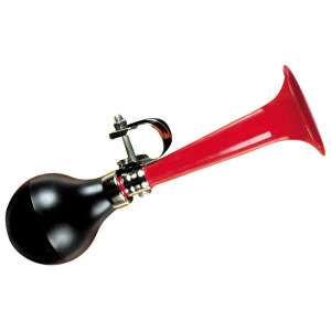 Klakson rowerowy, klakson rowerowy dla dzieci, klakson rowerowy z głośnym dźwiękiem, klakson rowerowy z czarną dmuchawką, klakson rowerowy w kolorze czerwonym, klakson rowerowy z uchwytem montażowym, klakson rowerowy dla bezpieczeństwa - Akcesoria rowerowe