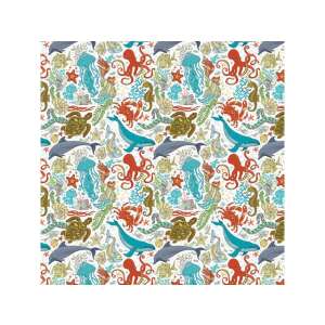 Hârtie de ambalaj cu creaturi marine, 100x70cm, design colorat cu animale marine, perfect pentru cadourile copiilor - Ambalaje cadouri