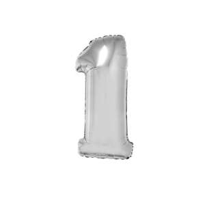 Silver number 1 foil balloon, 80 cm - Balloon