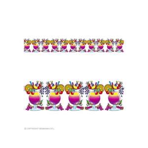 Koktél girland, 3 méter hosszú, színes koktélos poharakkal, tökéletes bulikhoz és dekorációhoz - Widmann