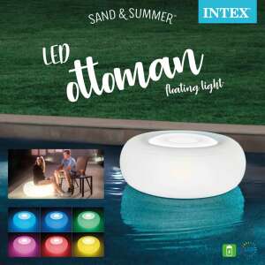 Intex LED Ottoman, puf gonflabil cu lumini LED integrate, plutește într-o piscină, cu exemple de utilizare - Intex