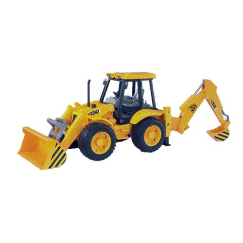 Jucărie Bruder DIGGER Excavator, galben, cu încărcător frontal și excavator spate, pe fundal alb