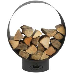 Esschert Design kerek tűzifatároló, fekete acél, kültéri használatra - Tűzifa állvány
