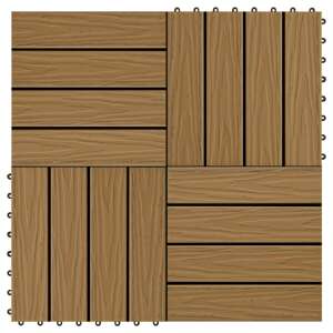 vidaXL 11 db (1 m2) tíkfa színű dombornyomott WPC burkolólap 30x30 cm - Kültéri burkolat
