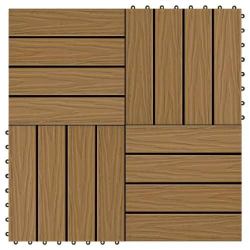 vidaXL 11 db (1 m2) tíkfa színű dombornyomott WPC burkolólap 30x30 cm