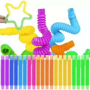 Kruzzel 20 pack sensory tubes, colorful, flexible, bendable, for kids, adults, stress relief, sensory play - Kruzzel