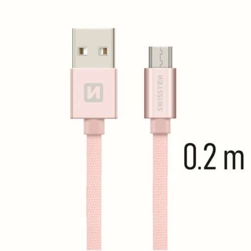 Kábel Swissten USB na Micro USB na nabíjanie a prenos dát, ružové zlato, 0,2 m