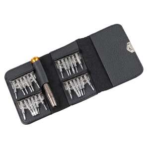 25-dielna sada presných skrutkovačov s magnetickými hrotmi v čiernom koženom puzdre - Skrutkovače