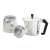 Aluminum coffee maker, 9 cups, 450ml, silver, black handle, disassembled
