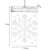 Dimensions of the snowflake shaped 3D Christmas window decoration with warm white LED lights, battery powered, with suction cup for window attachment