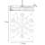 Dimensions of the snowflake shaped 3D Christmas window decoration with warm white LED lights, battery powered, with suction cup for window attachment