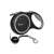 Purlov retractable dog leash, black with grey accents, 8 meter long, for dogs up to 50 kg, showing the tape