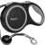 Purlov retractable dog leash, black with grey accents, 8 meter long, for dogs up to 50 kg, showing the tape