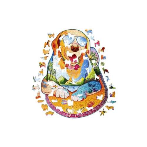 Puzzle din lemn Wood Trick Surfing Labrador, un puzzle distractiv și provocator pentru adulți și copii
