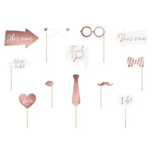 Wedding photo booth props, rose gold, 12 pieces - Party Decoration