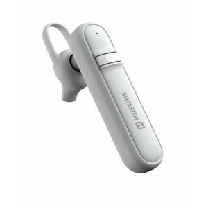 Angled view of white Swissten Caller Bluetooth Headset - Headphone and Bluetooth Speaker