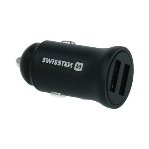 Swissten - Nabíjačka do auta s 2xUSB zásuvkou, 4,8 A, čierna metalíza