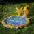 Yellow inflatable splash pad with seahorse and starfish, 96x55cm, in use in garden