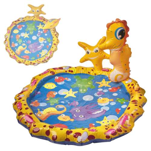 Inflatable kiddie pool and splash pad with sea animal design