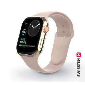 Swissten Apple Watch szilikon szíj, 42-44 mm, rózsaszín homok, arany Apple Watchon - Swissten