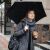 Woman holding a black Malatec umbrella in the city