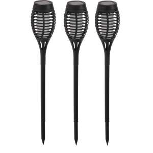ProGarden solar torch lights, black, outdoor lighting, set of 3 - ProGarden