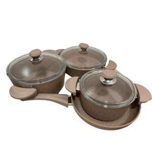 OMS-Granite 7-piece cookware set brown pots and pan - Nonbrand Crockery