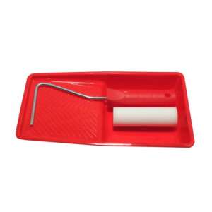 Artool paint roller and tray set, 15x32 cm, red tray, white foam roller - Serving