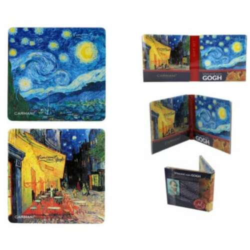 Van Gogh parafa poháralátét szett - 2 darabos - Csillagos éj / Kávéház éjjel - Poháralátét