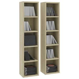 Set de 2 dulapuri pentru CD-uri, PAL Sonoma stejar, 21x16x93,5 cm - Dulapuri cu rafturi