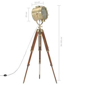 vidaXL Háromlábú állólámpa állítható magassággal, sárgaréz és sötét fa, 94-165 cm - Állólámpa