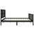 Oldalnézet a fekete fa ágykeretről fejtámlával, 200 x 200 cm