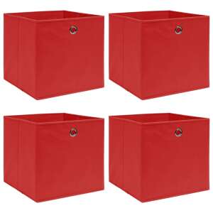 4 db piros szövet tárolódoboz, vidaXL - Tárolódoboz & kosár