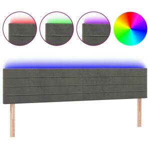 vidaXL dark grey velvet LED headrest 160x5x78/88 cm 117361344 - VidaXL Headboard